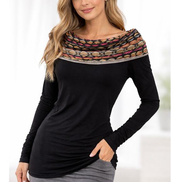 M by Missoni Tops - M Missoni Womens Size Medium Black Multicolor Cowl Neck Long Sleeve Top